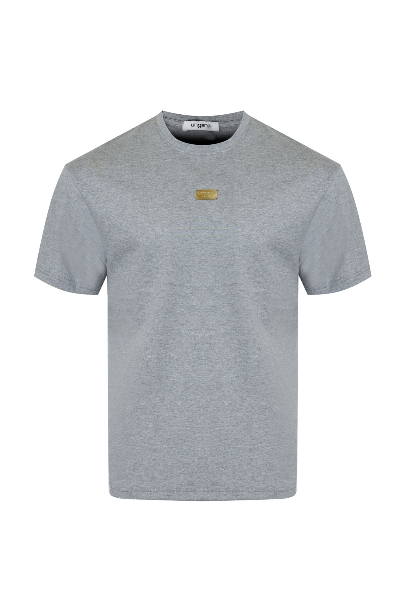 Ungaro szary T-shirt z metalową plakietką