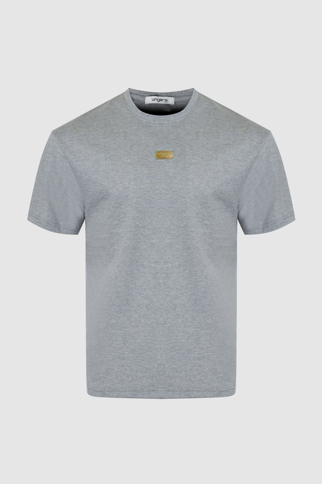 Ungaro szary T-shirt z metalową plakietką