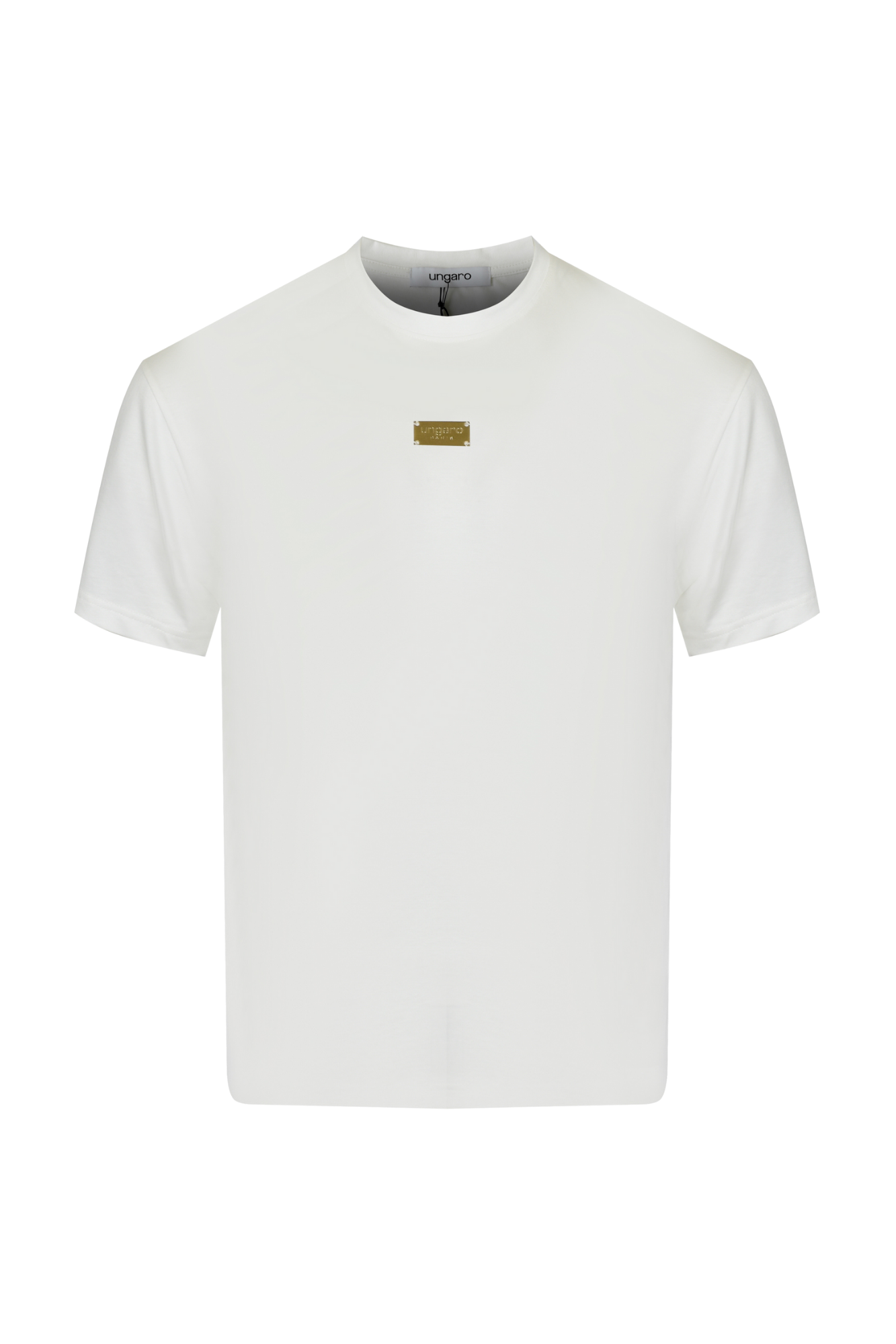 Ungaro biały T-shirt z metalową plakietką