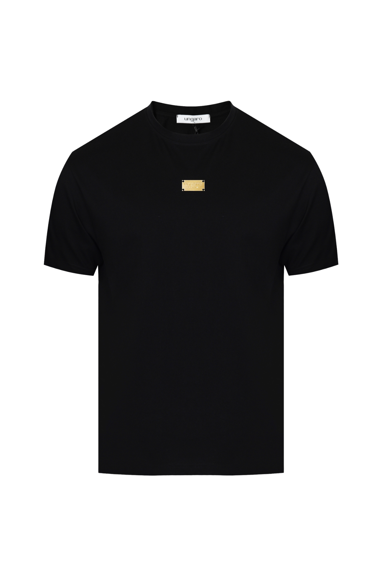 Ungaro czarny T-shirt z metalową plakietką