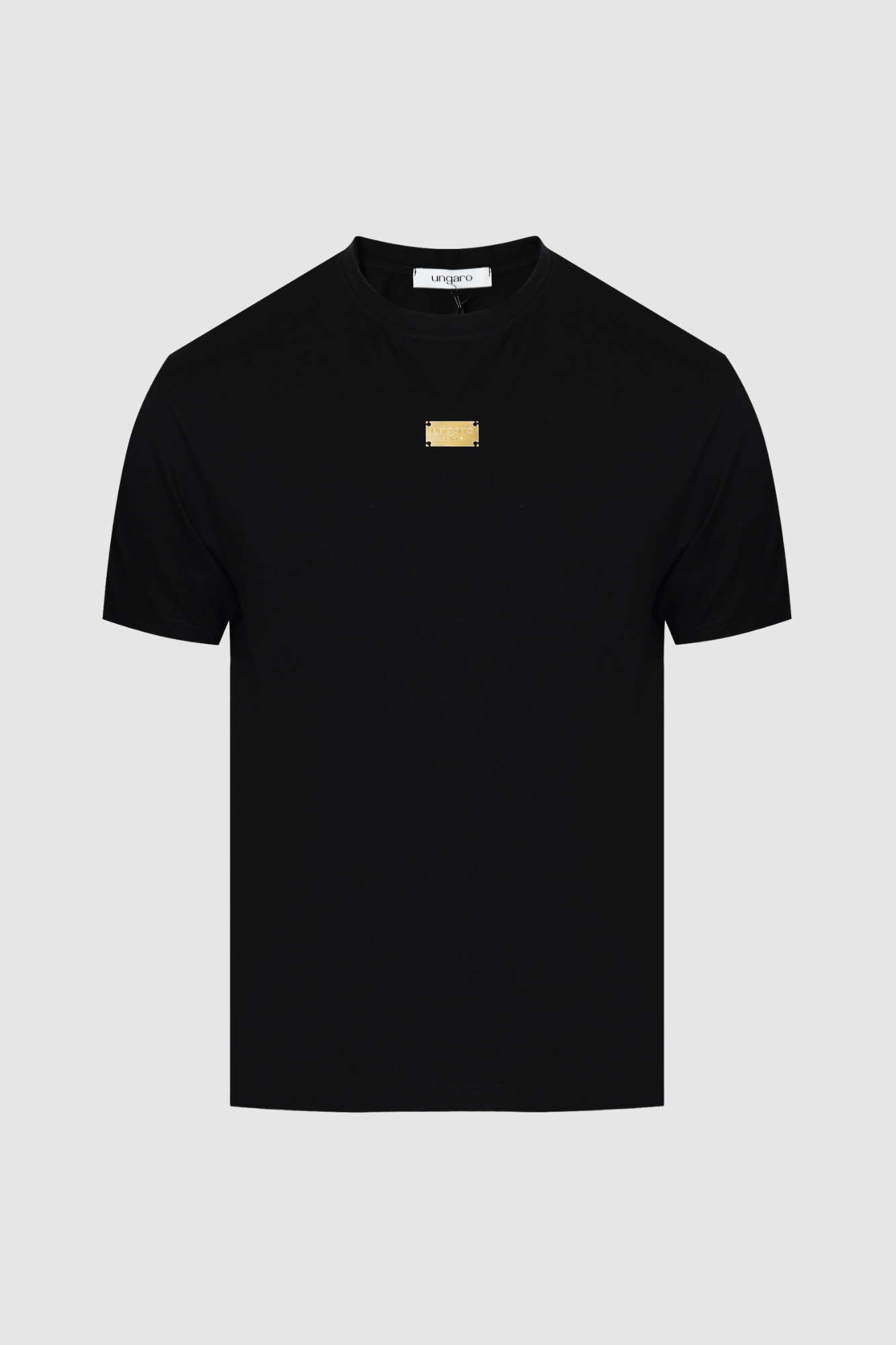 Ungaro czarny T-shirt z metalową plakietką